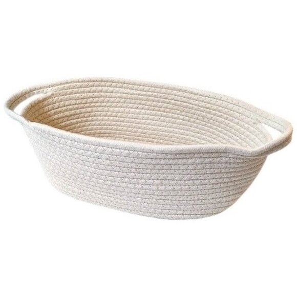 Woven Cotton Rope Off White Basket Storage Bin with Handles - Picture 1 of 11
